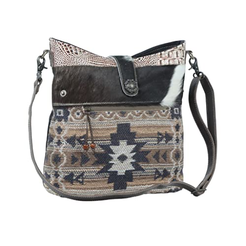 Image of Myra Bag Aztec Purse for Women - Canvas Bag with Real Leather Detailing, Boho Handbags for Women, Cute Western Purse