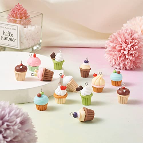 Beadthoven 36Pcs Cupcake Resin Charms Pendants 9 Styles Mixed Imitation Dessert Plastic Cake Charms Ice Cream Cake Dangle Beads with Loops for Halloween Christmas Jewelry Making Holiday Party Decoration Ornaments DIY Craft by BB Beadthoven - Image 8