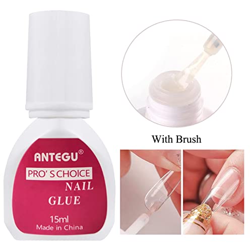 Ncana 15Ml (2Pcs) Super Strong Nail Glue For Acrylic Nails,Nail Tips Nail Bond Brush On Nail Glue For Press On Nails Quick Long Lasting False Nails Glue Professional Nail Glue Nail Care Essential #TOP1