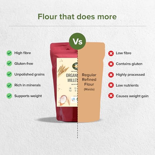 Image of Millet Amma Certified Organic Little Millet Flour 1kg | Samai Flour | Kutki Atta | Unpolished | High Protein | Gluten Free | Ideal for Poori, Dosa & Roti