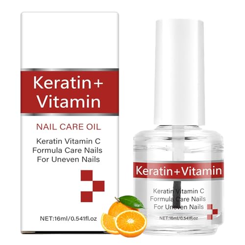 Keratin + Vitamin C Nail & Cuticle Oil, Nail Strengthener & Growth Treatment, Moisturizing Repair Oil for Dry Damaged Nails, Nourishing Cuticle Care with Keratin Protein for Strong Healthy Nails