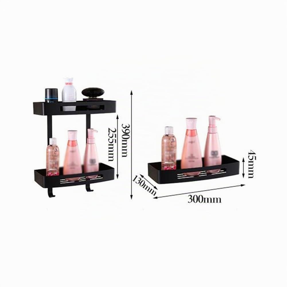 Estante de Ducha para baño, estantes flotantes Caddy, jabonera de Esquina Cuadrada, Organizador de champú para baño, Estante de Drenaje/Oro Rosa de Dos Niveles