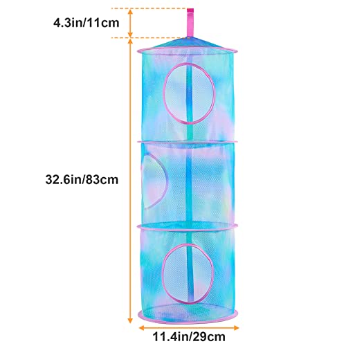 Basumee Stuffed Animals Net Or Hammock 2Pcs Hanging Stuffed Animals Storage 3 Compartments Toy Net Hammock For Stuffed Animals Organizer Mesh Stuff Animals Hammock For Kids Girls Room, Green #TOP5