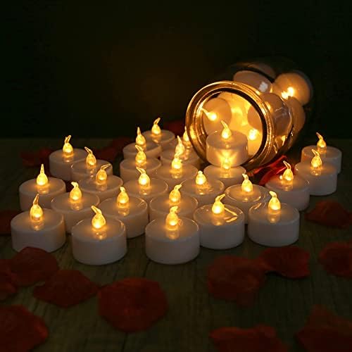 Jialine 12 Pack Remote Control Flameless Led Tea Lights ,Realistic and Bright Flickering Battery Operated Flameless Candles,Electric Fake Candle in Warm Yellow for Home Decor and Seasonal Celebration