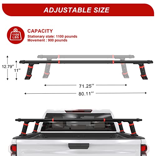 Vmbqrti Truck Bed Rack, Aluminum Bed Rack For Pick Up Truck With 1100Lbs Capacity, Adjustable Universal Truck Ladder Rack Crossbars Low Profile 2 Bars Set For Kayaks Bike Rack Rooftop Tent #TOP1