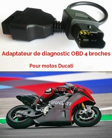 Alchiauto Adaptateur OBD 4 broches pour moto, câble compatible Ducati pour Diavel/Multistrada 1200/Panigale 1199/Monster 696/796/1100, OBDII Can, motos (4 broches OBD2) – vue 7