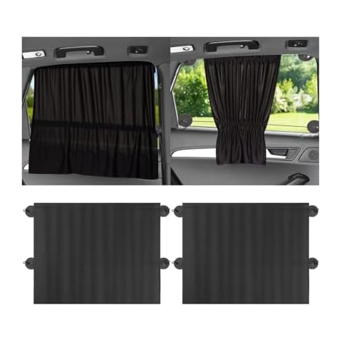 KHGUZ 2PCS Car Side Window Sun Shades, Suction Cup Vehicle Sunshade Curtain with UV Rays Protection, Removable Auto Window Sunscreen for Protecting Privacy, Universal for SUV, Truck, RV Cover