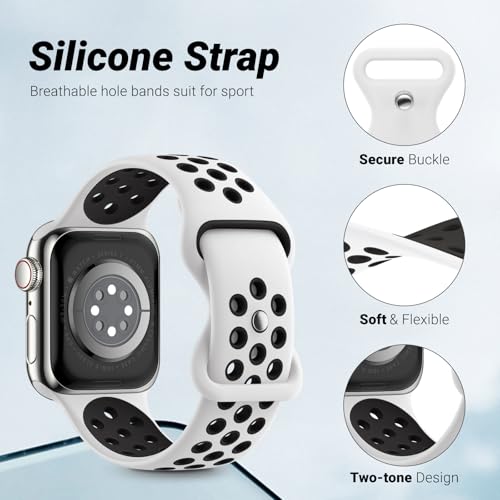 5 Pack Sport Bands Compatible with Apple Watch Band 44mm 45mm 46mm 42mm 41mm 40mm 38mm 49mm for Men Women, Breathable Silicone Wrist Strap for iWatch Series 11 10 9 8 7 6 5 4 3 2 1 SE3 2 1 Ultra3 2 1 by Honeystraper - Used condition - Image 2