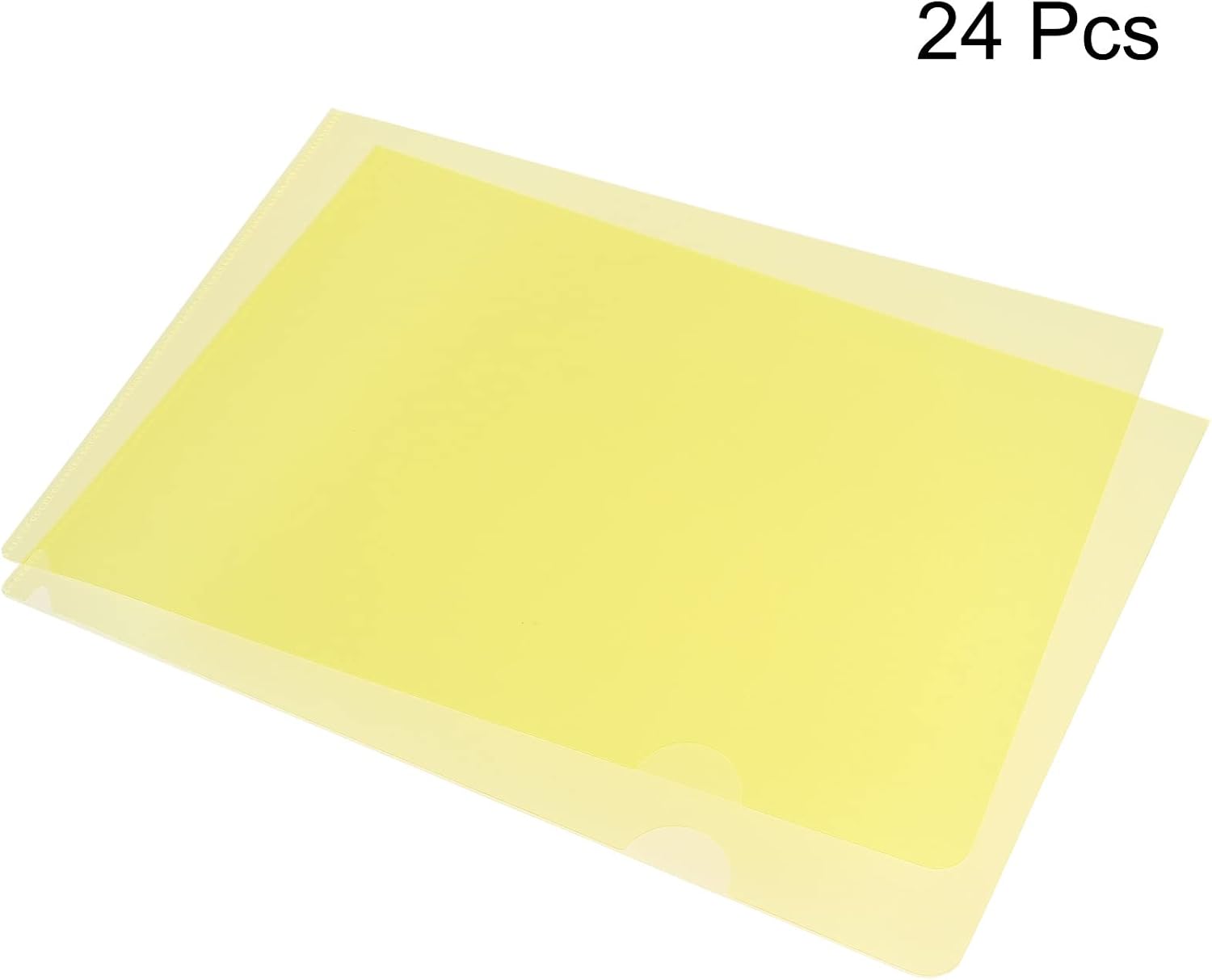 PATIKIL L Type Folders 24 Pack A4 Plastic File Project Pockets Clear Paper Document Jacket Sleeve for Office, Yellow