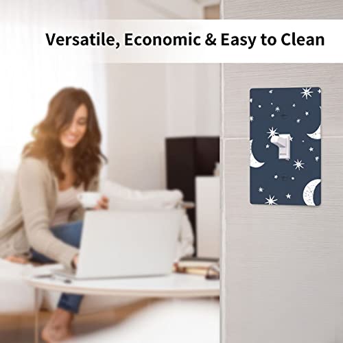 Moon And Stars Night Sky Single Toggle Light Switch Plate Cover Wall Plate Covers Funny Decor For Home Kitchen Bedroom #TOP5
