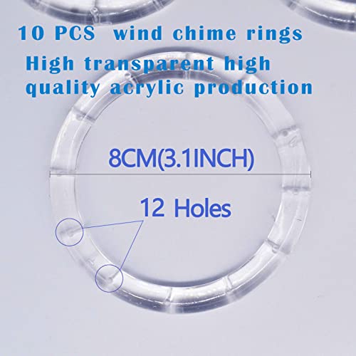 18 Pack Wind Chime Circles,Diy Wind Chimes,Wind Chime Supplies,Wind Chime Kit,Wind Chime Parts Transparent Top Circles Of Wind Chime Or Frames Of Suncatcher (10 Pack Transparent) #TOP2