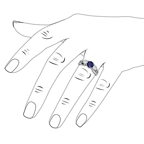 Blue & White Sapphire 3 Stone Ring With Thick Shank 1.43 Ctw In 14K White Gold.size 6.5 #TOP4