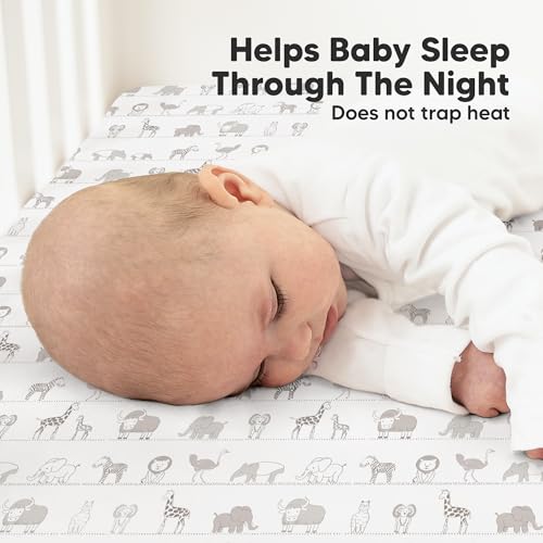 Image of KeaBabies 2-pk Organic Cotton Crib Sheets for Boys Girls 52x28 (Savannah) | Fitted Crib Mattress Sheet Neutral, Breathable Cover for Baby Bed Set, Toddler Mattress, Soft & Cute Prints