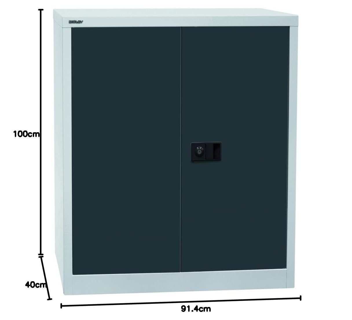 BISLEY Flügeltürenschrank Werkzeuglos Montierbar – 4 Böden, 185x90x40 Cm, Lichtgrau