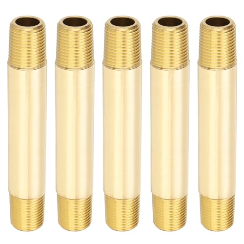 PATIKIL 1/8" x 1/8" NPT Male Brass Pipe Fitting Long Nipple, 5Pcs 3" Long Straight Pipe Fitting Connector Extender for Fuel, Air, Water, Oil, Gas System Connection, 1200PSI