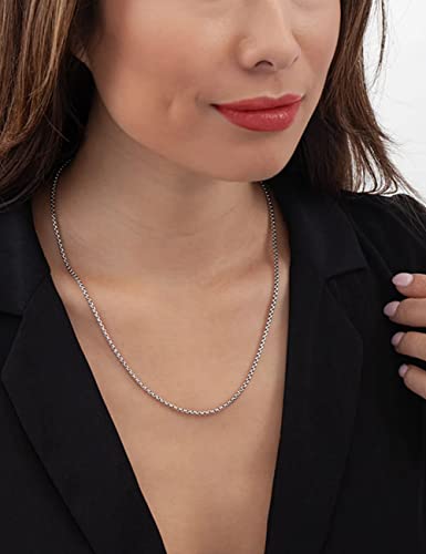 Asdull 925 Sterling Silver 2Mm Silver Box Chain Necklace For Men Silver Link Chain For Women 16 Inches #TOP2