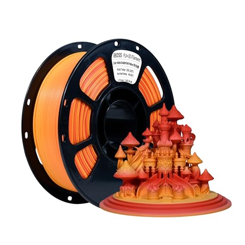 iBOSS Colour Gradient Filament PLA Mat 1.75 mm Two-Tone Yellow/Red, Dimensional Accuracy +/- 0.02 mm, 1 kg (2.2 lbs), Su