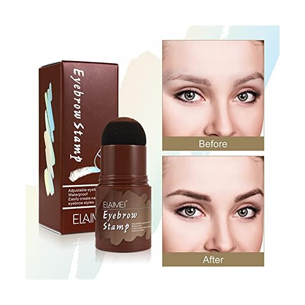 Eyebrow Stamp Kit, Eyebrow Shaping Stamp Makeup Kit, One Step Eye Brow Stamp, Long Lasting Eyebrow Makeup Tool with 10 Reusable Eyebrow Stencils, 2 Eyebrow Brushes, 3 Colors (Medium Brown)