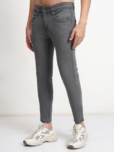 Image of Highlander Men's Slim Fit Jeans | Cropped Length | Jeans for Man | Stylish Casual Wear for Everyday Comfort
