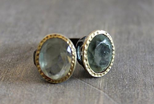 Flourite Oxidized Gold Plated Mixed Metal Sterling Silver Ring, Size O 1/2 (US Size 7.5)