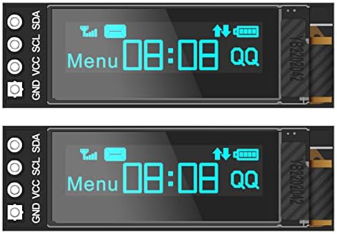 MakerFocus 2pcs I2C OLED Display Module 0.91 Inch I2C SSD1306 OLED Display Module Blue I2C OLED Screen Driver DC 3.3V~5V for Ar duino