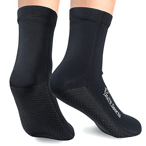 FitsT4 Diving Socks 3 mm Neoprene Socks Non-Slip for Men and Women Neoprene Diving Socks Wetsuit for Snorkelling, Swimming, Surfing, Sailing, Kayaking, Water Sports, High cut - black, S Short