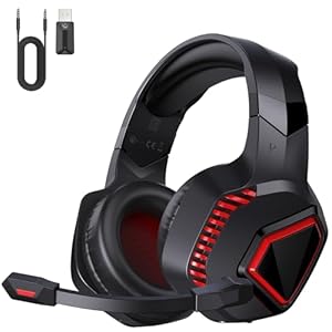 Wireless Gaming Headset, Gaming Headphones for PS5/PS4/PC/Switch/Mac, Headset with Microphone Noise Cancelling, Bluetooth 5.2, 3D Surround Sound, Headphones with Cable 3.5 mm for Xbox Series