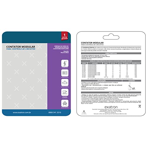 Contador Circuito Comando Modular Bipolar 25A 2NA 2 Polos DIN 35mm Exatron - 220V