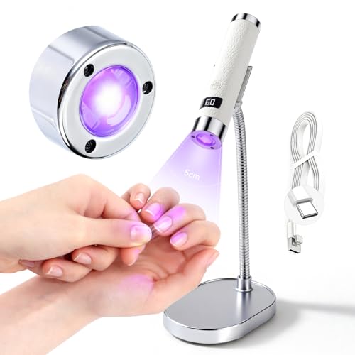 SAVILAND UV Light for Gel Nails with Magnetic Stand, 10s Flash Cure Cordless UV LED Nail Lamp, Rechargeable Handheld Mini Nail Light, Portable Gel Nail Dryer with Timer for Home DIY Salon