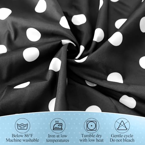 Image of 9FT Black Base White Polka Dots Table Skirt Ruffle Teacher Desk Skirt for Classroom Table Cover Skirts for Kidney Shaped Desk Back to School Party Decorations Kindergarten Office Bookcase Cabinet
