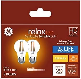 GE Relax 40-Watt EQ Soft White Dimmable Globe Light Bulb (2-Pack)