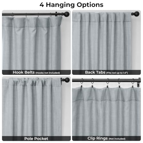 Image of HPD Half Price Drapes - Faux Linen Curtains for Living Room (1 Panel) - 50W X 108L - Textured Room Darkening Curtains for Bedroom 108 Inches Long - Drapes for Home Decor, Heather Grey