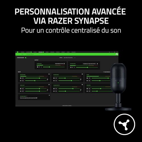 Razer Seiren V3 Mini - Microphone USB ultra-compact (microphone à condensateur 14 mm, directivité supercardioïde, détecteur de mise en sourdine, absorbeur de chocs intégré) Noir