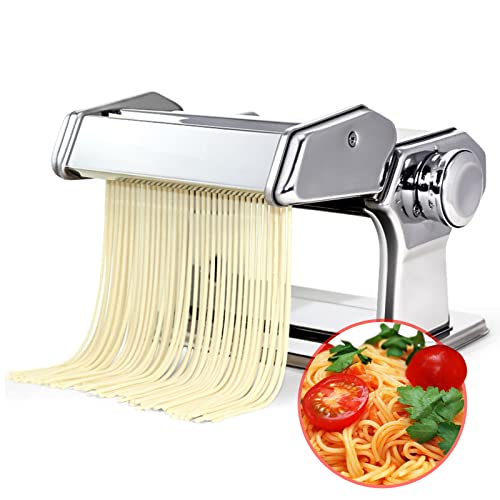 Stainless Steel Pasta Maker Machine Tagliolini Fettuccine Lasagne Hand Crank - Roller Cutter Manual Noodle Makers Making Tools For Homemade Noodles Spaghetti Fresh Dough #TOP5