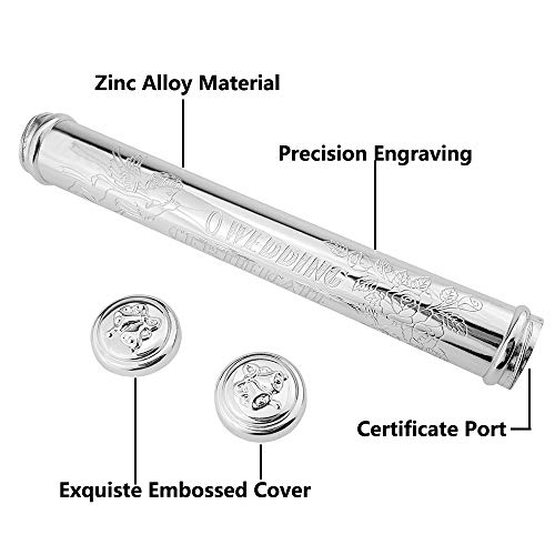 Certificate Holder , Marriage Certificate Tube Silver-Plated Zinc Alloy Certificate Holder Marriage Certificates Holder Certificate Storage Tube Certificate Collection Tube Certificate Tube Rks-Pch003 #TOP3