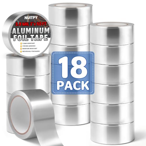 NUITPY 18 Pack Aluminum Foil Tape, 3.9 mil 2in x 900 Feet Total Foil Tape