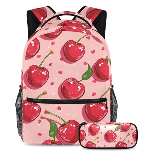 Sac à dos Little Pink Red Cherry confortable pour soulager le dos des enfants