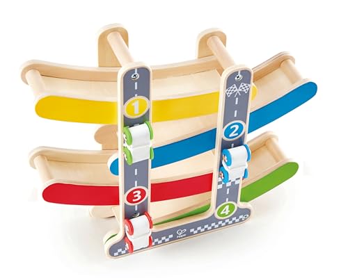 Hape Circuito Macchinine In Discesa - Pista In Legno Con Automobiline Da Corsa E Parcheggio - 7