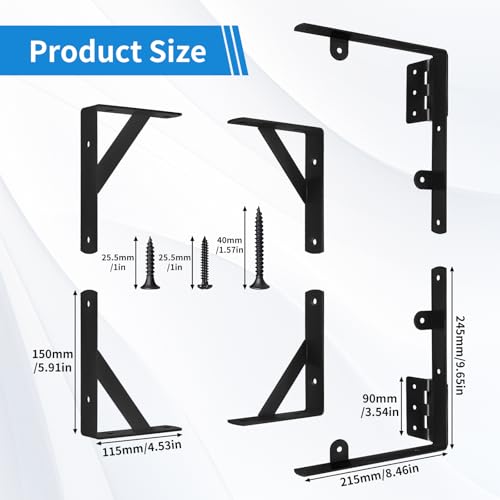 Fence Gate Kit Gate Hardware, Corner Brace Brackets Anti Sag Gate Kit Heavy Duty Gate Hardware for Wooden Fence with Latch,Works for Shed Doors, Driveway Gates, Corral Gates, Wood Windows（2 Set) by WECABL - Image 2