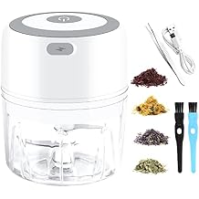 Electric Herb Grinder, 3.5 Inch Large Grinders for Grinding Dry Fresh Herbs and Spice with Clear Chamber, Portable USB Charge Herb Grinder, Including Clean Brush and Tweezers, Gift Box, White