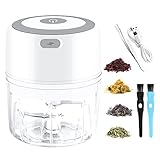 VRUPINZE Electric Herb Grinder, 3.5 Inch Large Grinders for Grinding Dry Fresh Herbs and Spice with Clear Chamber, Portable USB Charge Herb Grinder, Including Clean Brush and Tweezers, Gift Box, White