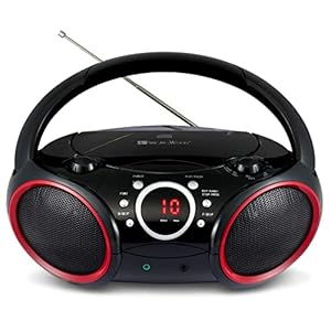 SINGING WOOD 030C Portable CD Player Boombox with AM FM Stereo Radio, Aux Line in, Headphone Jack, Supported AC or…
