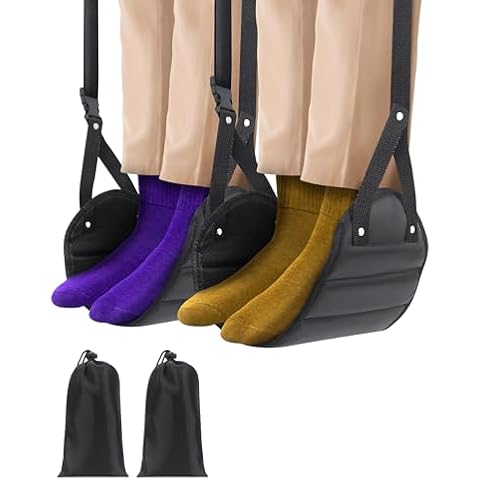 2-Pack Airplane Foot Hammock, Airplane Foot Rest for Travel Essentials, Portable Airplane Footrest for Long Flights to Relax Your Feet, Desk Foot Hammock, Comfy Foot Hammock Airplane Cover