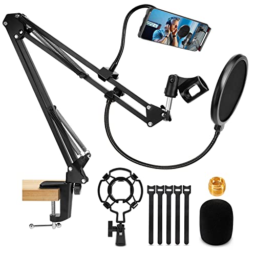 Einstellbare Mikrofonständer profesionelle Mikrofonhalter Mikrofonarm mit Spinne und Adapter für Studio Programm Aufnahme Rundfunk Fernsehsender, Kompatibel mit blue Yeti Mikrofon (Mikrofonarm)
