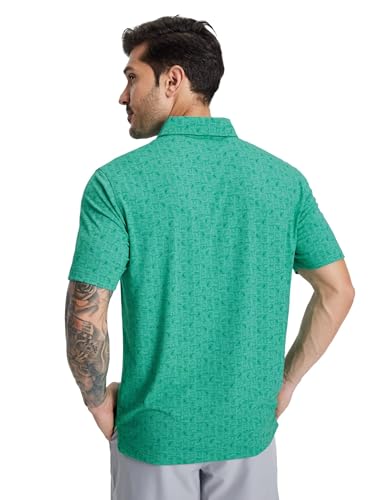 M MAELREG Golf Shirts for Men Print Performance Moisture Wicking Dry Fit Heather Stripe Collared Mens Polo Shirt Short Sleeve3