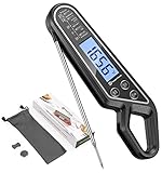 Maestri House Instant Read Meat Thermometer for Cooking, Digital Waterproof Food Thermometer with Backlight, Magnet, Calibration and Foldable Probe for Grill, Kitchen, Baking, BBQ, Candy (Black)