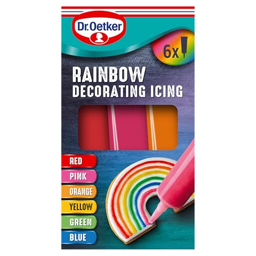 Dr. Oetker Rainbow Decorating Writing Icing 6 x coloured icing tubes 102g