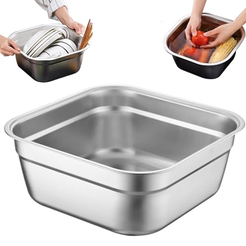 Cuve à vaisselle évier cuisine en acier lavabo carré 12 pouces empilable - 3