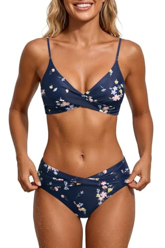 Image of Aqua Eve Two Piece Twist Front Bikini Mid Rise Swimsuit