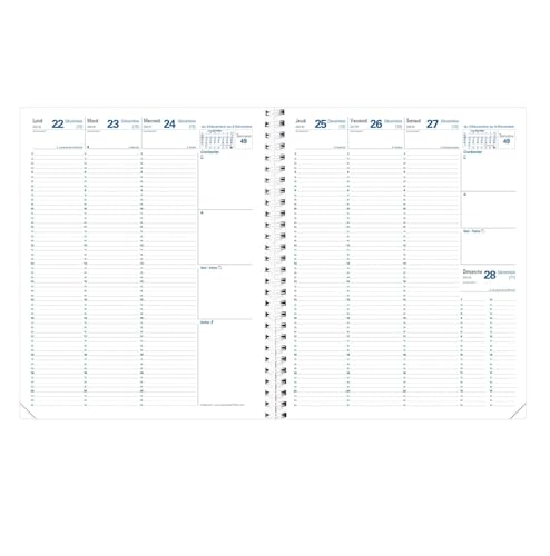 Recarga agenda 2025 Quo Vadis Eurequart semainier planning de 24 x 30 cm en francés con espiral